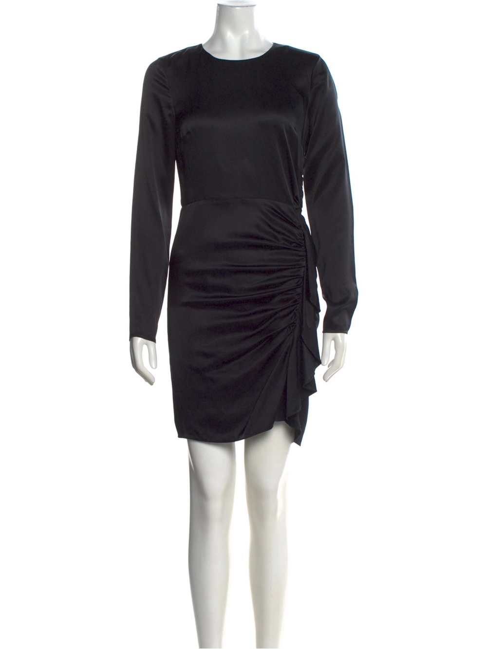 Black Long-Sleeve Ruched Waist dress